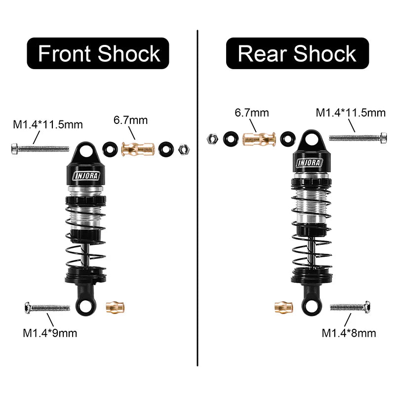 INJORA 4PCS Aluminum Oil Shocks for 1/24 Buggy Losi Micro-B