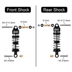 INJORA 4PCS Aluminum Oil Shocks for 1/24 Buggy Losi Micro-B