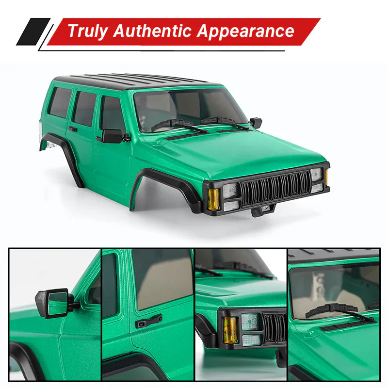 INJORA ABS Cherokee Body With Bumpers For 155mm 1/18 TRX4M Bronco Defender - GREEN