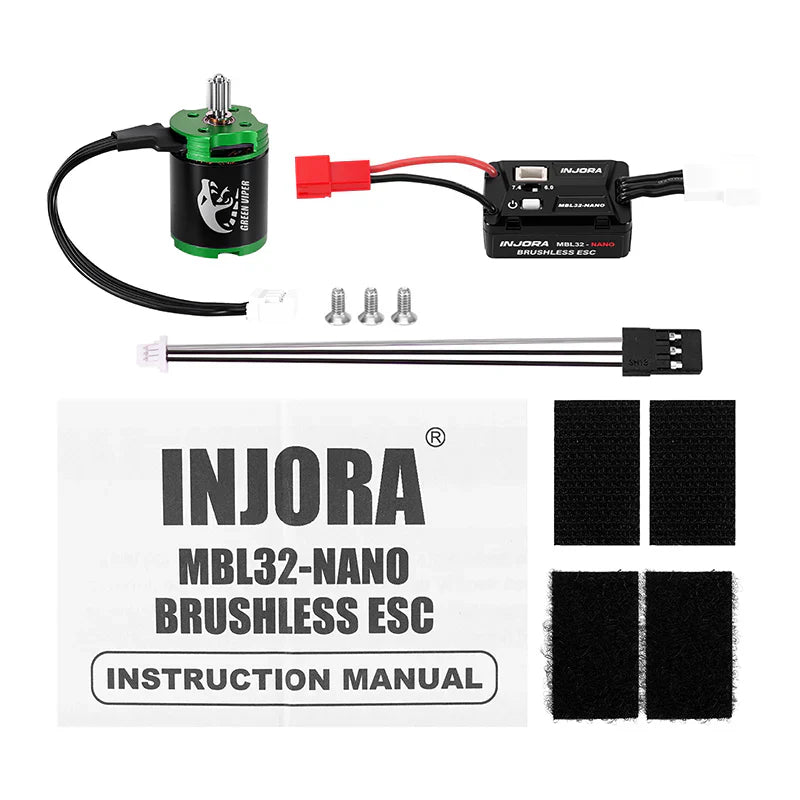 INJORA MBL32-NANO Brushless ESC & 1621 Green Viper Motor for 1/30 SCX30