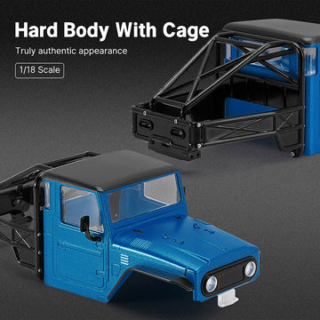INJORA IR40 Half Truck Hard Plastic Body With Cage For 1/18 TRX4M Defender Bronco - BLUE - HeliDirect