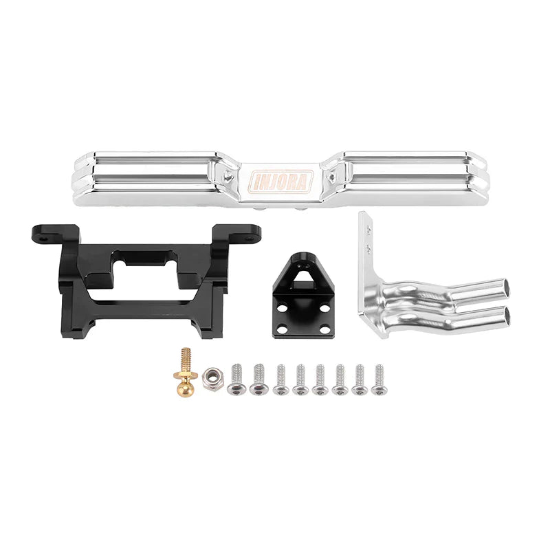INJORA CNC Aluminum Front Rear Bumper With Dual Exhaust For 1/18 TRX4M High Trail F150 - HeliDirect