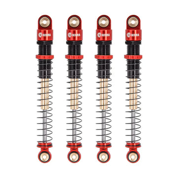 INJORA 51mm Aluminum Long Travel Threaded Double Barrel Shocks for Axial AX24 SCX24 (4pcs) - RED - HeliDirect