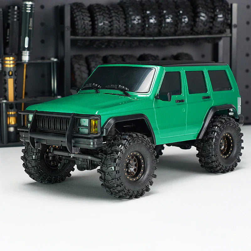INJORA ABS Cherokee Body With Bumpers For 155mm 1/18 TRX4M Bronco Defender - GREEN