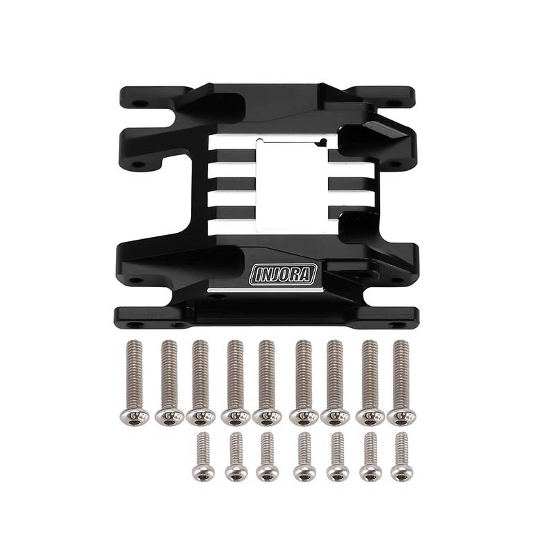 INJORA CNC Aluminium Skid Plate Transmission Mount For 1/18 TRX4M (Black) - HeliDirect