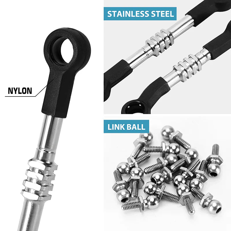 INJORA Adjustable Stainless Steel Links Set for 1/24 Losi Micro-B