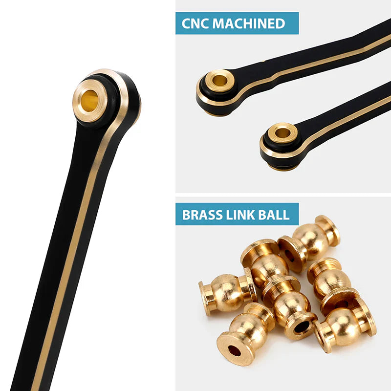 INJORA Black Brass High Clearance Chassis Links for 1/18 Redcat Ascent18