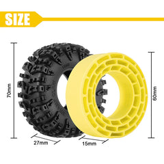 INJORA 1.3" 70*27mm Swamp Claw Tires & Silicone Rubber Inserts Combo (4) - Yellow (Super Soft)