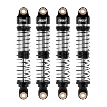 INJORA 59mm Long Threaded Oil Filled Shocks for 1/18 TRX4M (4pcs) - BLACK - HeliDirect