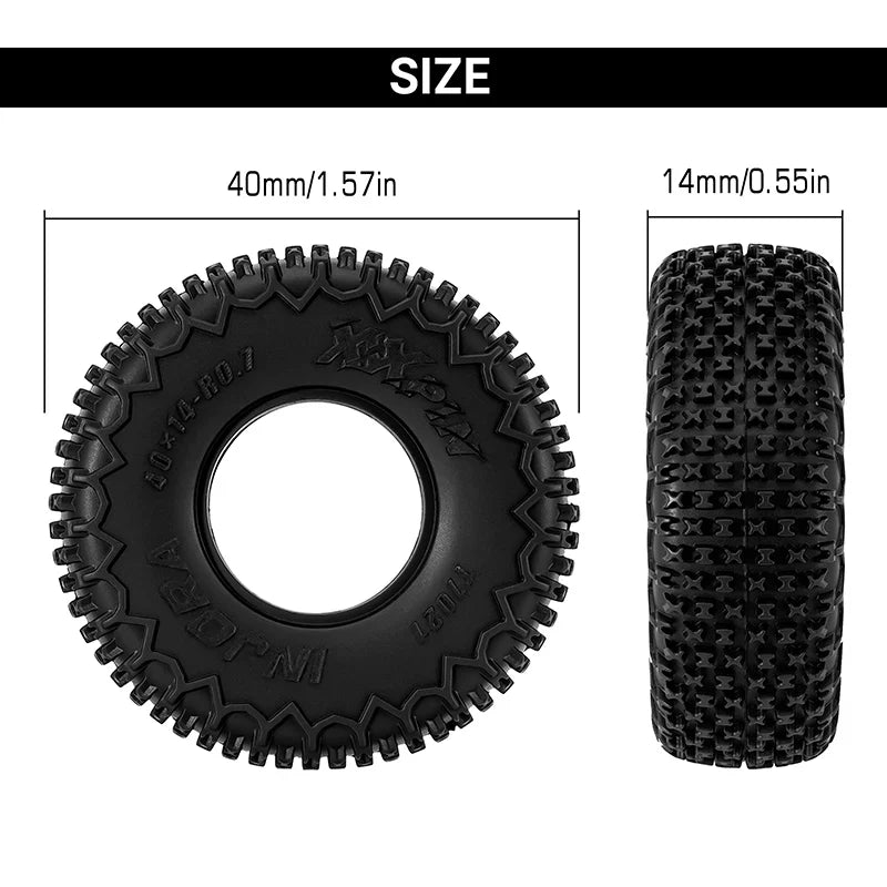 INJORA 0.7" 40*14mm XHX Pin Tires for 1/30 SCX30
