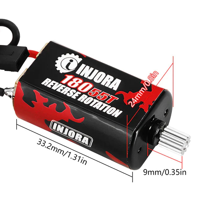 INJORA 180 Brushed 55T Red Motor with Steel Pinion for 1/18 TRX4M (INM11) - HeliDirect