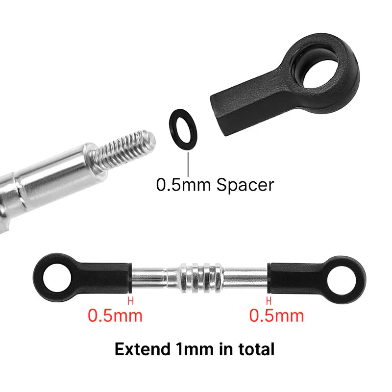 INJORA Adjustable Stainless Steel Links Set for 1/24 Losi Micro-B