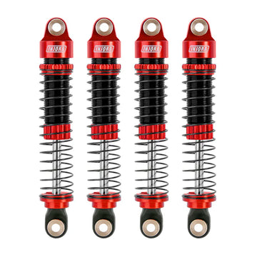 INJORA 59mm Long Threaded Oil Filled Shocks for 1/18 TRX4M (4pcs) - RED - HeliDirect