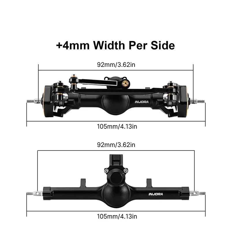 INJORA +4mm Planet Axles with Double Joint Shafts & Brass Steering Knuckles for 1/24 Axial SCX24