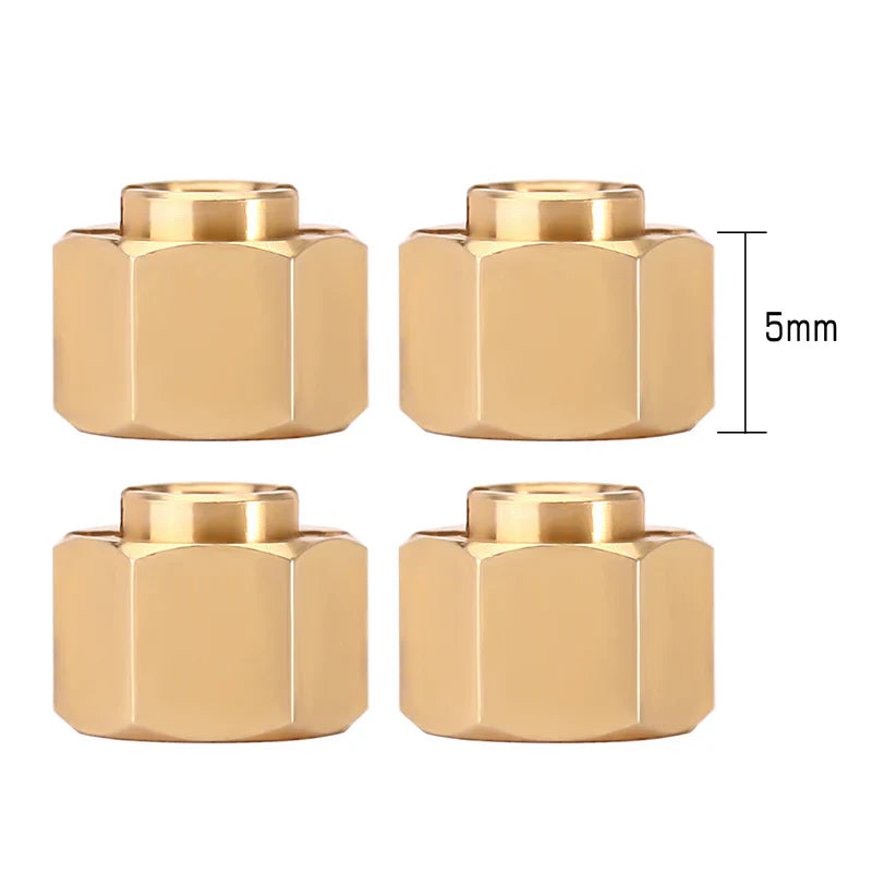INJORA 4PCS 5mm Brass Wheel Hex Hub Extenders for 1/18 TRX4M Upgrade (4M-02)