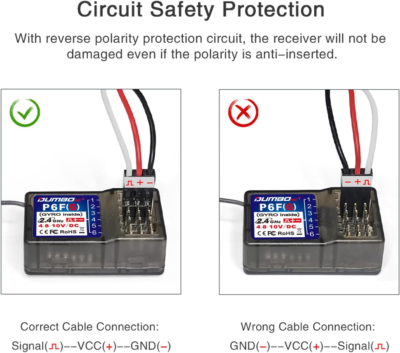 DUMBORC P6F 6 Channels 2.4GHz RC Receiver