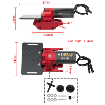 MEUS Racing TRX4M Transmission Assembly Skid Plate With 180 Motor For 1/18 TRX4M Ripper Land Rover Bronco Crawler Upgrade - RED - HeliDirect