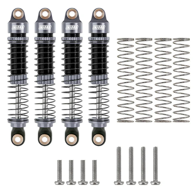 INJORA 59mm Long Threaded Oil Filled Shocks for 1/18 TRX4M (4pcs) - GREY - HeliDirect