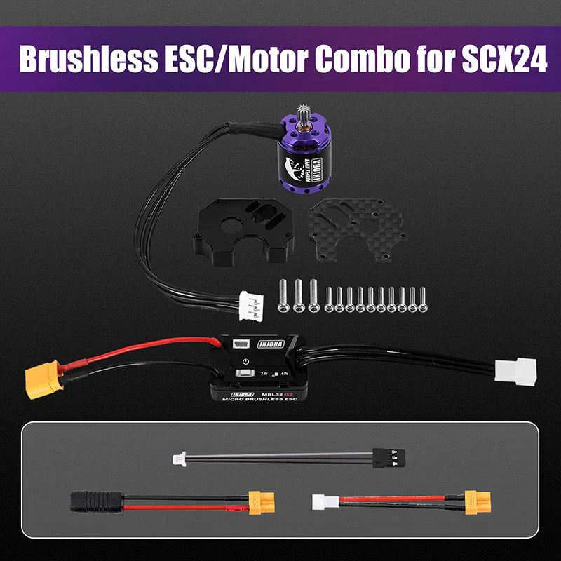 INJORA MBL32 G2 Waterproof Brushless ESC & 1721 Purple Viper Motor for 1/24 SCX24
