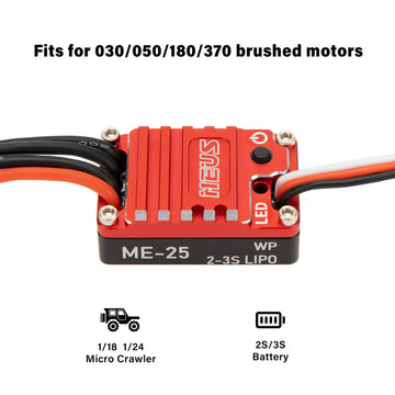 MEUS Racing ME25 25A Brushed Mini ESC for 1/24 SCX24 AX24 FCX24 1/18 TRX4M Ascent-18 RC Crawler