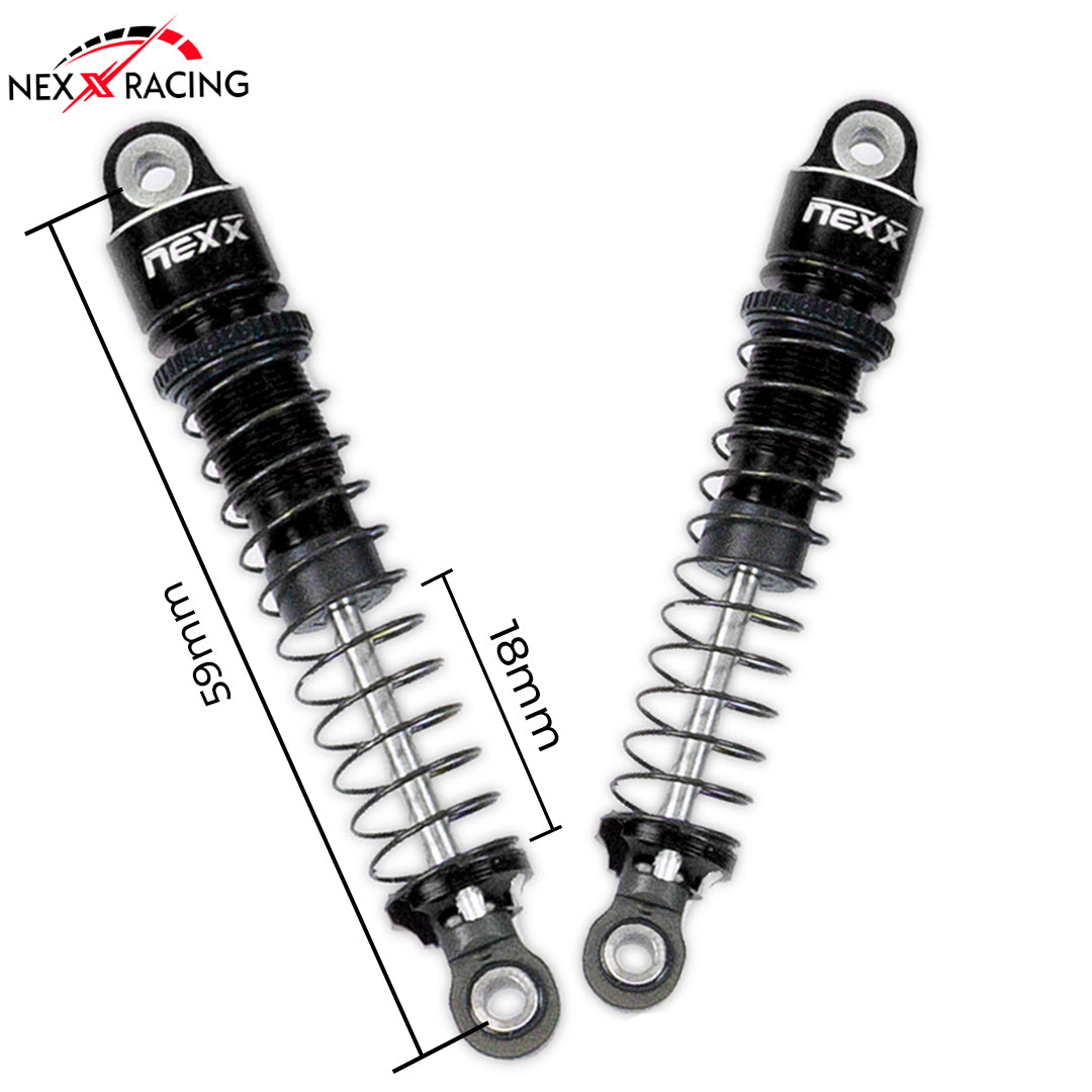 Rc Racing Shocks Nexx Racing 59mm Long Oil Shocks (4pcs) for 1/18 RC Crawler Redcat Asc ...