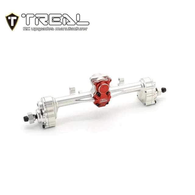 TREAL SCX24 Rear Portal Axles Complete Kit, Aluminum 7075 CNC Machined Axle Housing for Axial 1/24 SCX24 - SILVER - HeliDirect