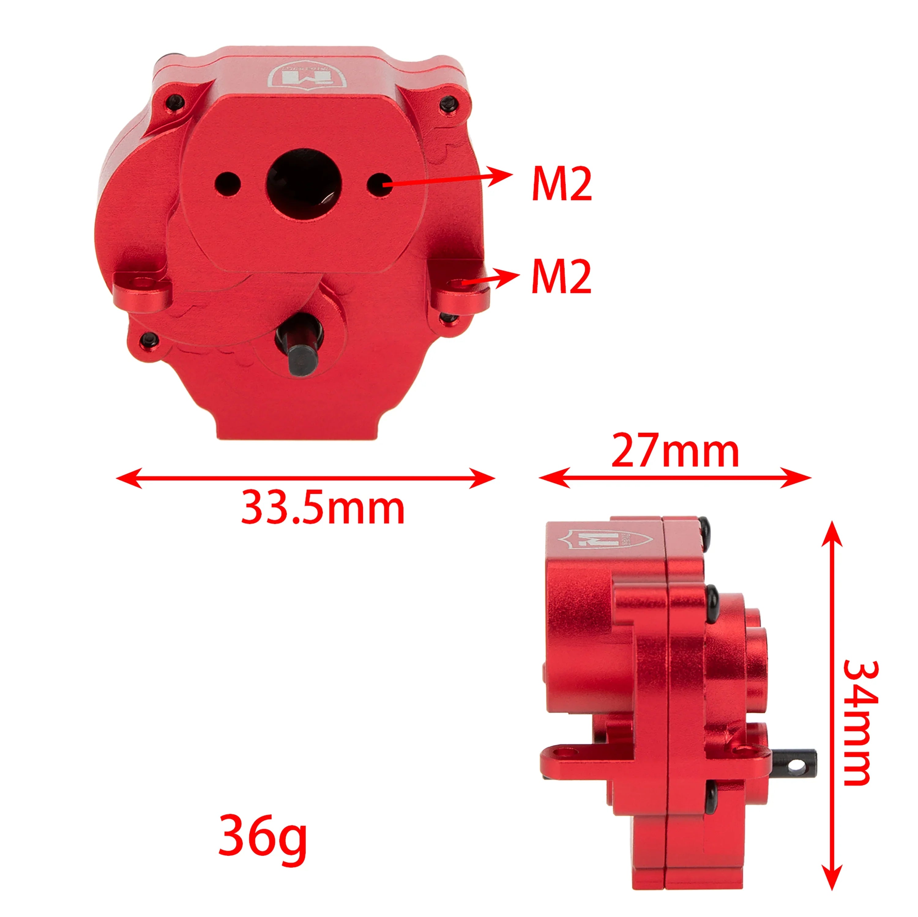 MEUS RACING Metal Gearbox Assembly Aluminum Transmission Housing with Steel Internal Gears for TRX-4M TRX4M 1/18 RC Crawler Car Upgrade Parts - RED - HeliDirect