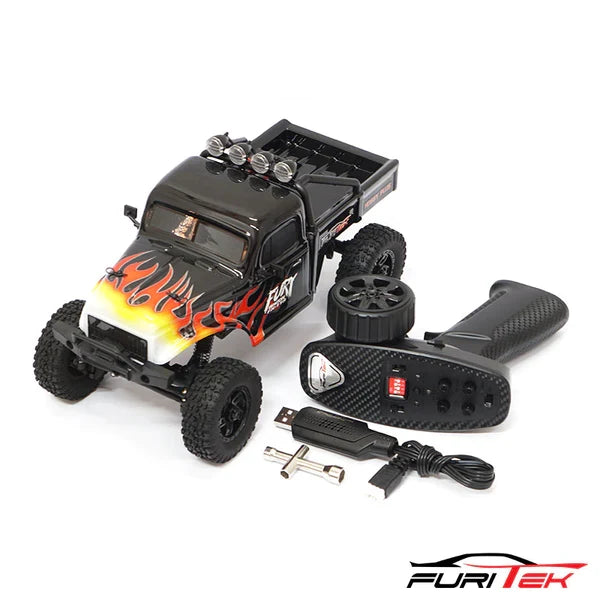 FURITEK FX118 FURY WAGON RTR BRUSHLESS 1/18 RC CRAWLER KIT (BLACK WITH FLAMES) - HeliDirect