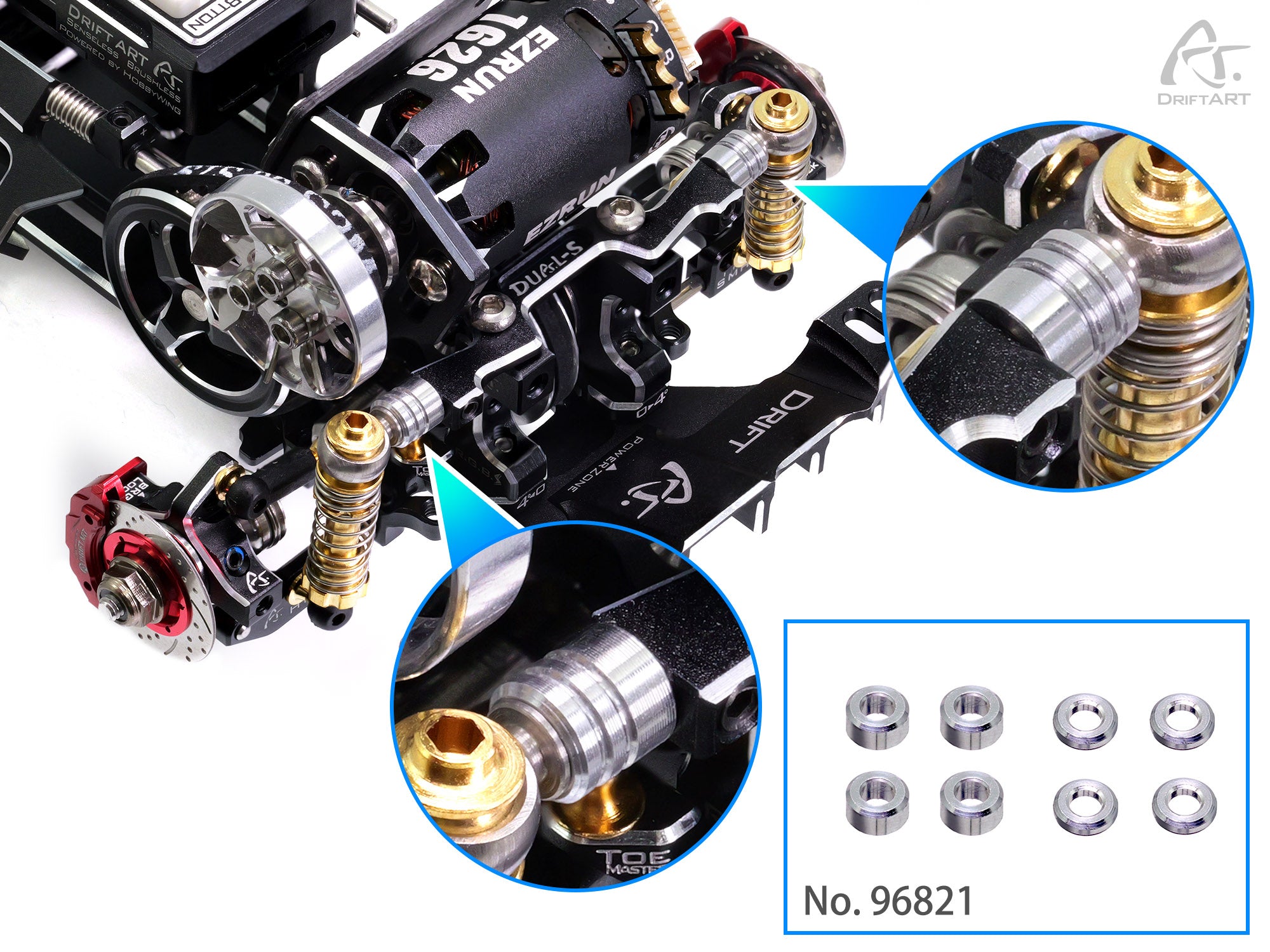 DriftART M2 Aluminum Spacer Set – 2 mm(4pcs), 1mm(4pcs) For DA4