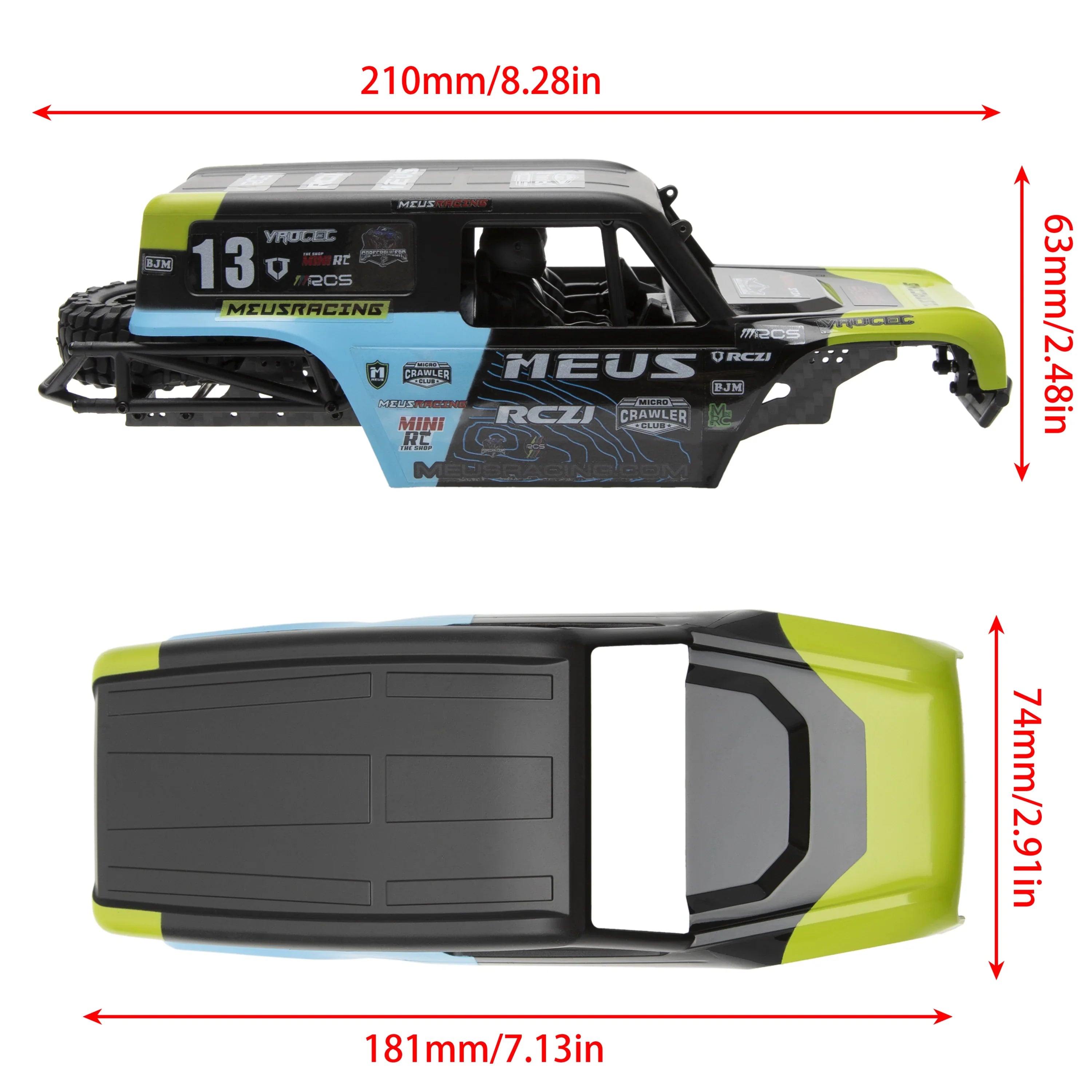 MEUS Racing MB24 Body 5.2in 132MM Axial Shell Body ABS+Nylon Carbon Fiber Frame For 1/24 Axial SCX24 Bronco Deadbolt JLU B-17 C10 - GREEN - HeliDirect