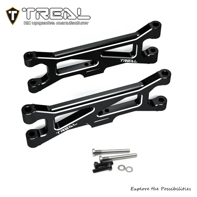 TREAL Aluminum 7075 CNC Machined Rear Lower Arms Set Suspension A-Arm Upgrades for Arrma 1/18 GRANITE GROM - BLACK