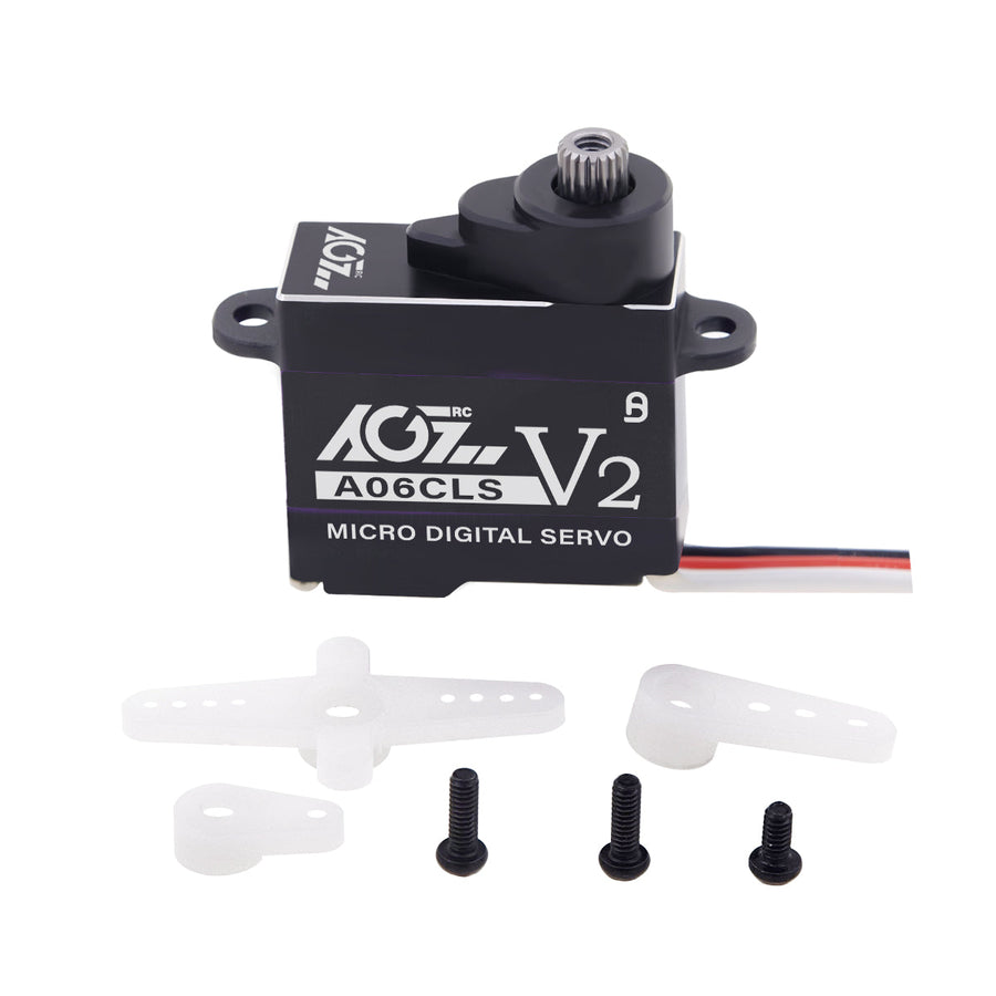 AGFRC A06CLS V2 Aluminum Case 20T High Precision 3KG 0.052Sec MG 7g Micro Digital Servo for Mini Size Airplane Car - BLACK - HeliDirect