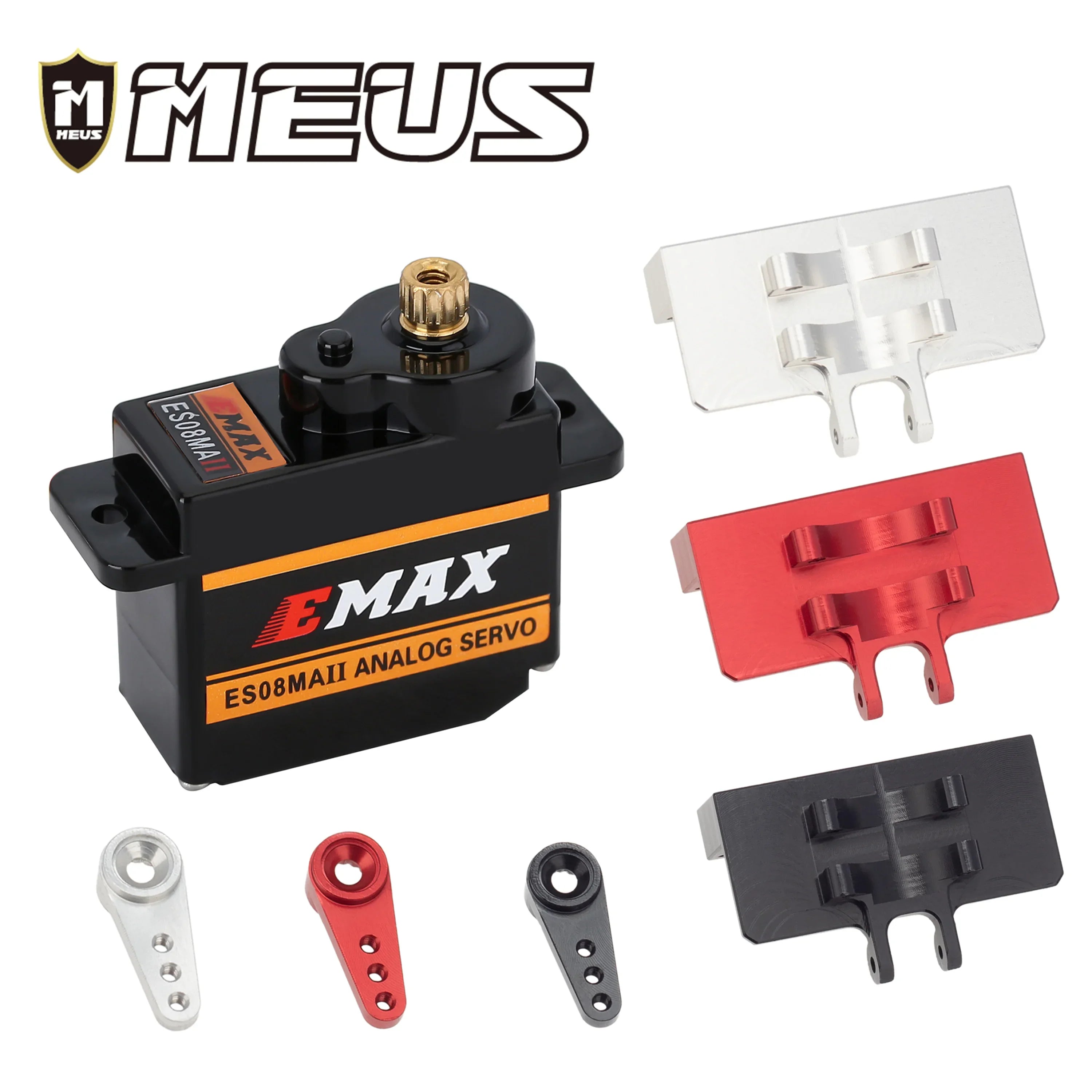 MEUS Racing Emax ES08MAII Analog Servo with Mount and 15T Arm for Axial SCX24 Gladiator 1/24 RC Crawler Car Truck Model Parts Accessories (Silver) - HeliDirect