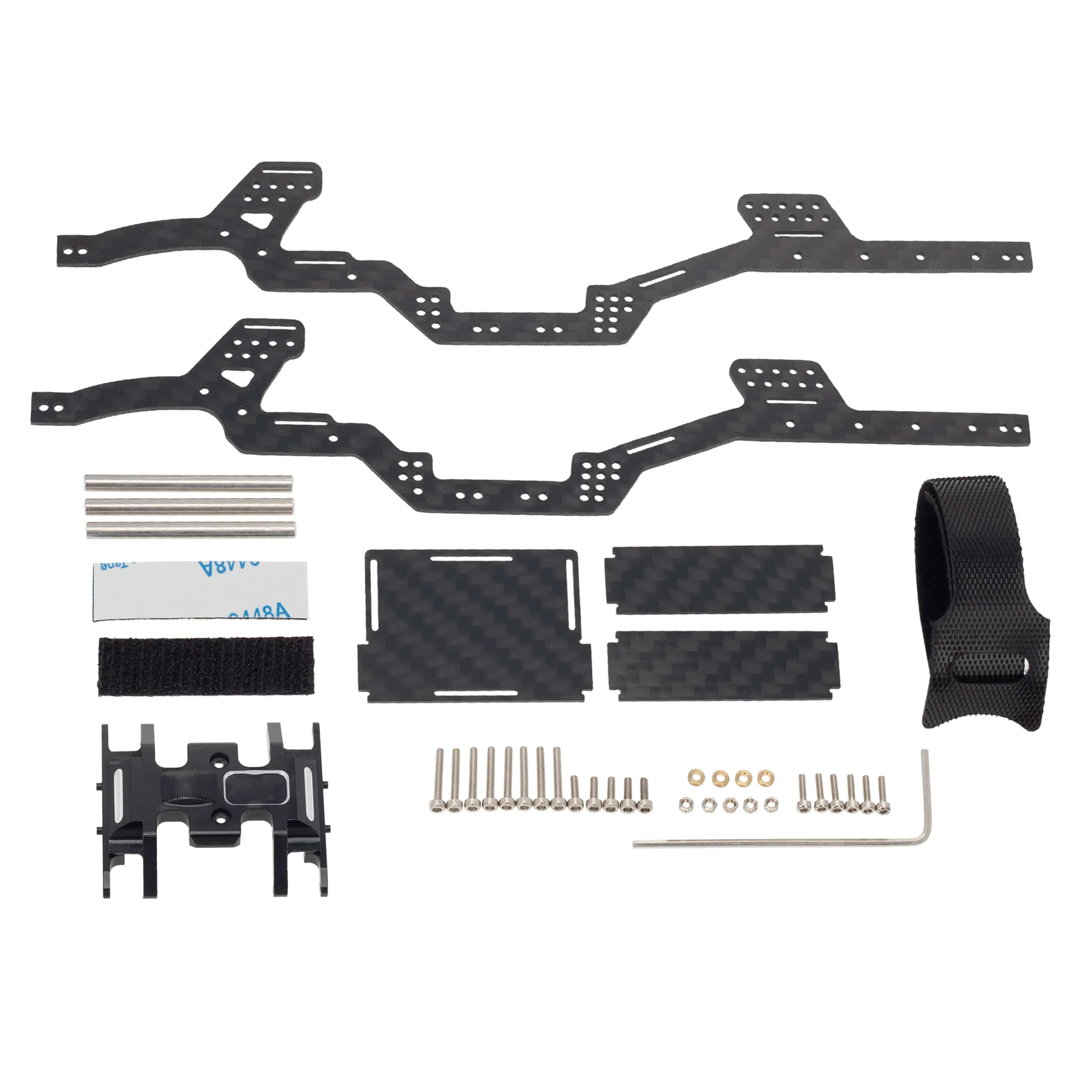 MEUS Racing LCG Carbon Fiber Chassis Kit Frame Girder, Low Center of Gravity Carbon Fiber Frame with Gearbox Mount Transmission Skid Plate Part for Axial SCX24 Deadbolt JLU C10 90081 - HeliDirect