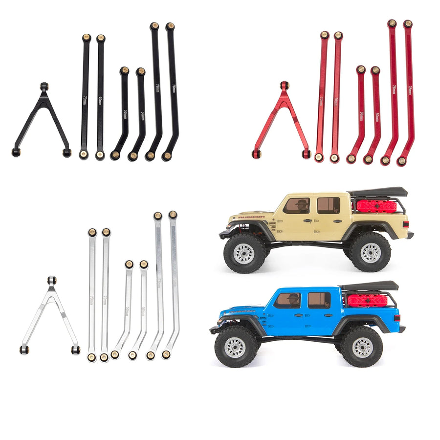 MEUS Racing  CNC Aluminum High Clearance Chassis Links for 1/24 RC Crawler LWB 133.5mm Axial SCX24 AXI90081 Deadbolt AXI00004 B17 (Silver) - HeliDirect