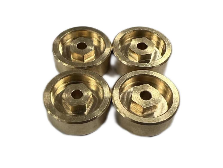 HobbyPlus Optional Machine Brass Wheel Hex (4pcs) - HeliDirect