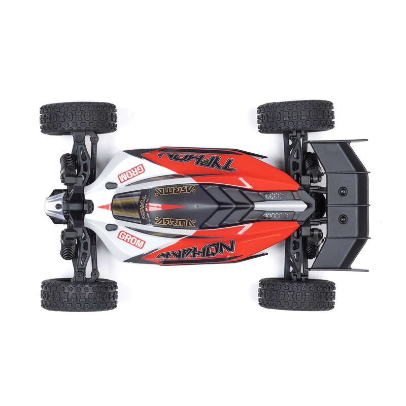 TYPHON GROM MEGA 380 Brushed 4X4 Small Scale Buggy RTR with Battery & Charger - Red/White - HeliDirect