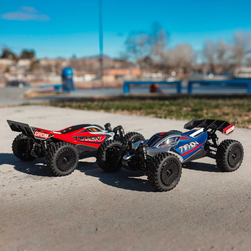 TYPHON GROM MEGA 380 Brushed 4X4 Small Scale Buggy RTR with Battery & Charger - Red/White - HeliDirect
