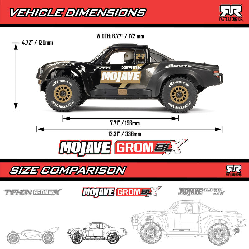ARRMA 1/16 MOJAVE GROM 223S DSC 4X4 RTR Brushless Desert Truck - Black