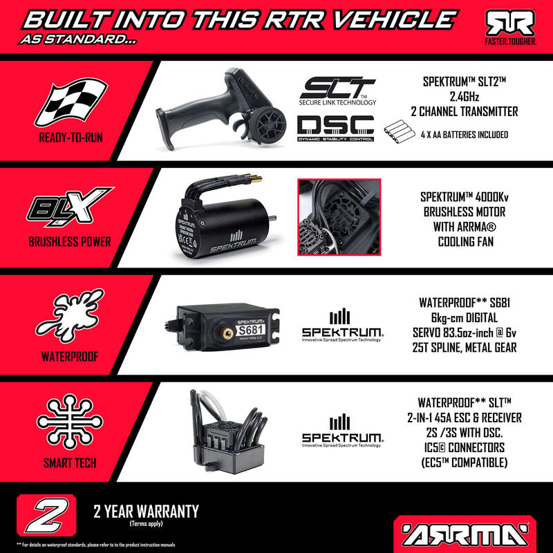 ARRMA 1/10 QUAKE 223S DSC 2WD RTR Brushless Monster Truck