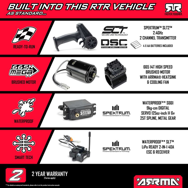 ARRMA 1/8 TYPHON MEGA 665 4X4 RTR Brushed Buggy - Red