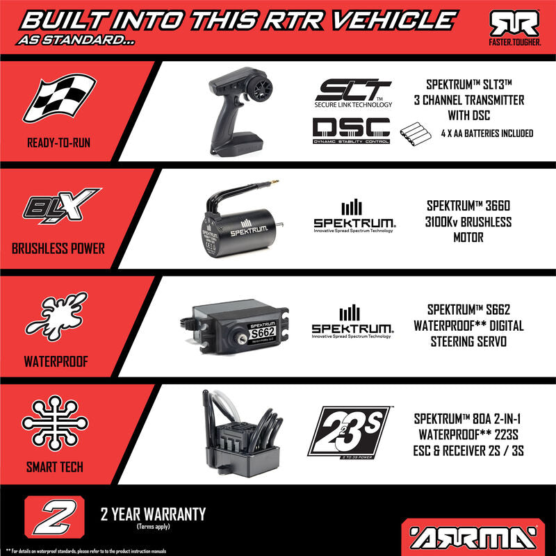 ARRMA 1/10 SENTON 223S DSC 4X4 RTR Brushless Short Course Truck - Red