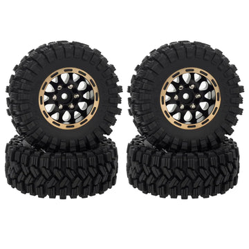 MEUS Racing 1.2 inch Beadlock Wheels Brass 1.0(plus) Wheel & Tire Set 62*24MM -4MM Negative Hub 77G For TRX4M SCX24 - Sport A - HeliDirect
