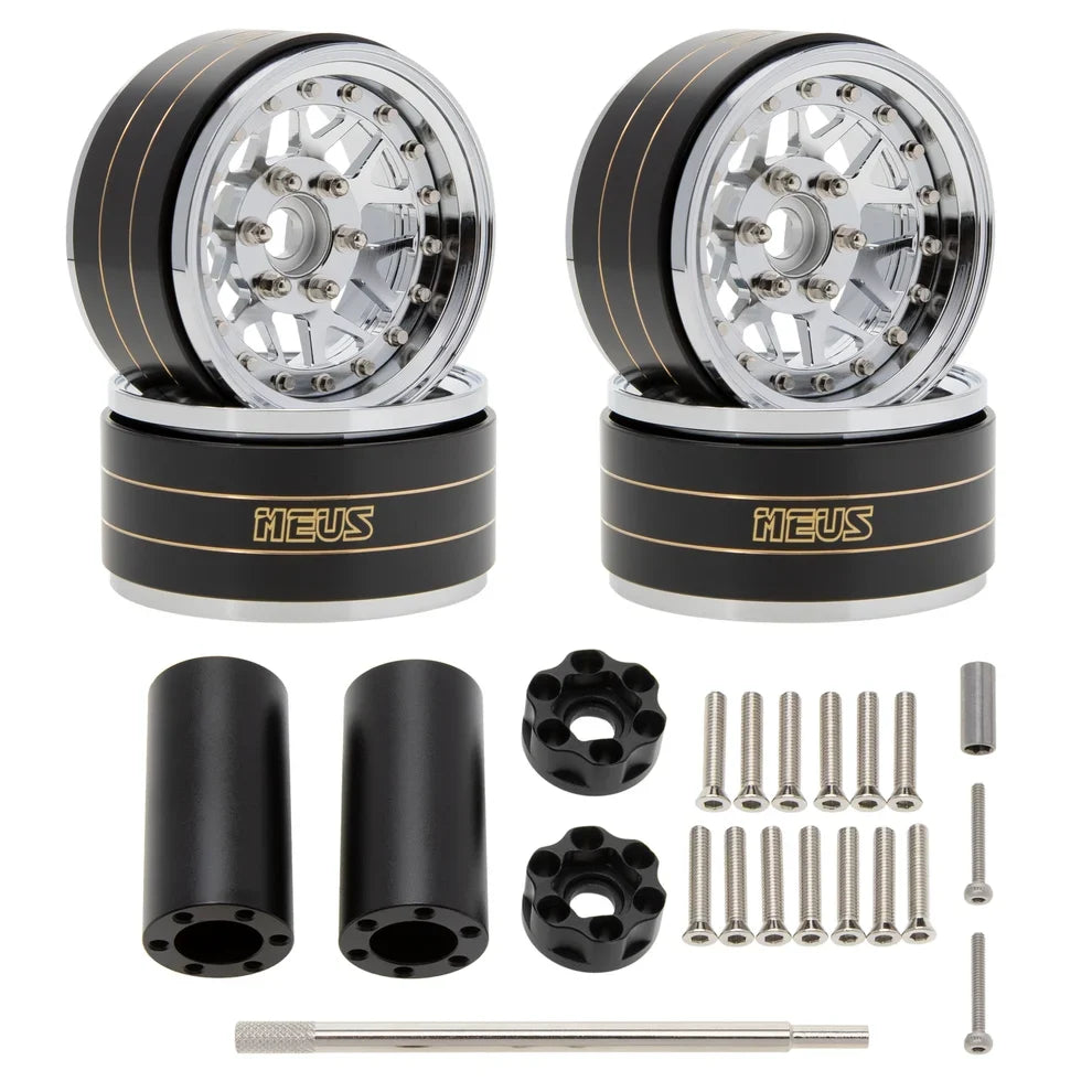 MEUS Racing Brass Aluminum 1.9″ Beadlock Wheels Supports Front Rear Twin Wheels for 1/10 TRX-4 TRX-6 SCX10 GEN7 GEN8 D90
