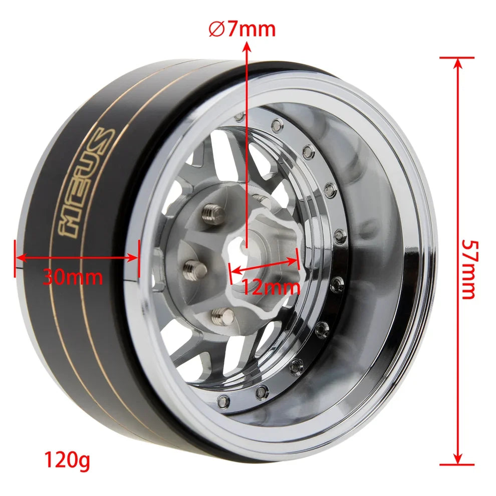 MEUS Racing Brass Aluminum 1.9″ Beadlock Wheels Supports Front Rear Twin Wheels for 1/10 TRX-4 TRX-6 SCX10 GEN7 GEN8 D90