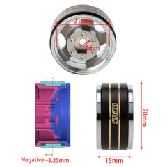 MEUS RACING 1.0 Beadlock Wheel Aluminum Chrome-Plated Brass Inner Ring Negative Offset -3.25mm for Axial SCX24 TRX4M - Five Star A - HeliDirect