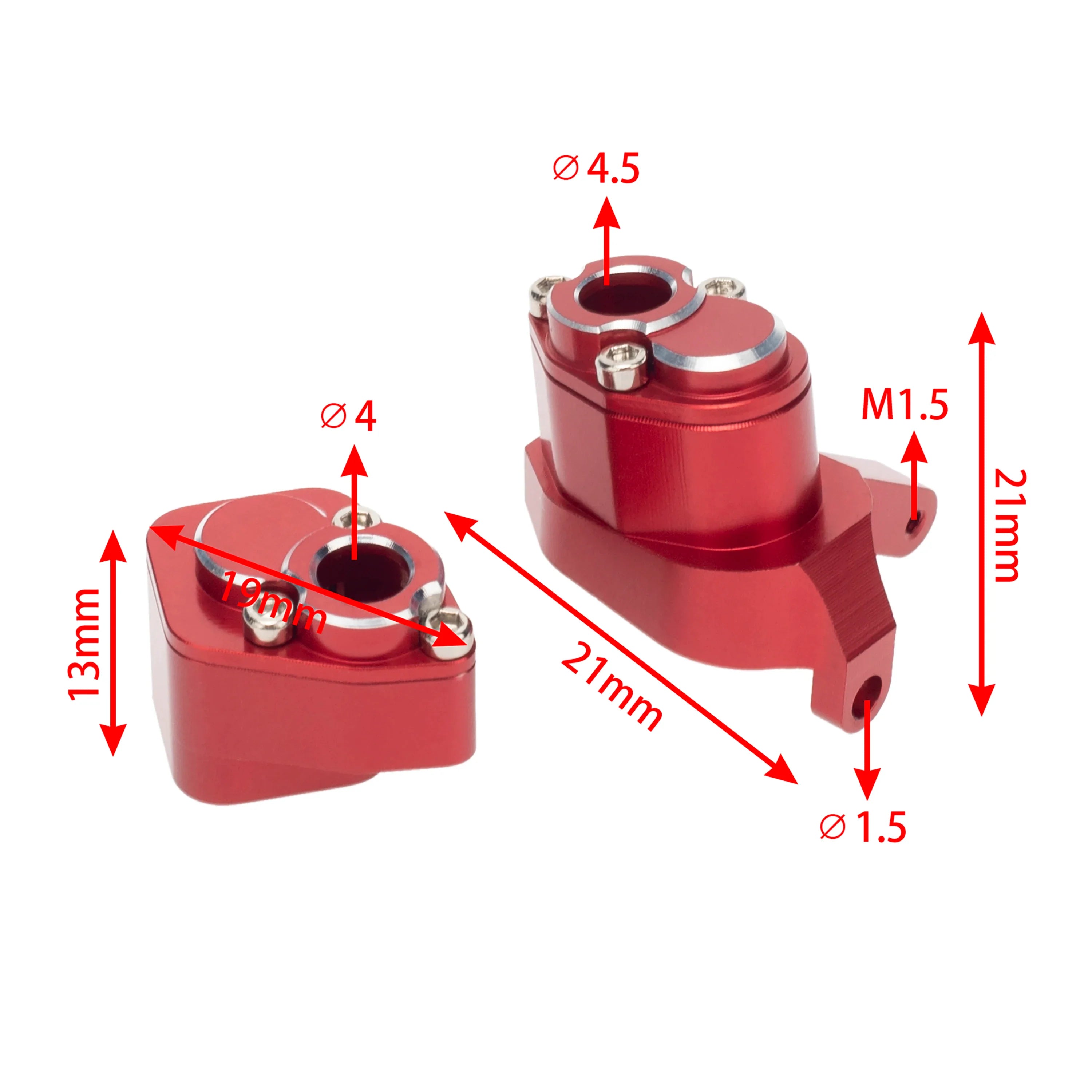 MEUS Racing Front & Rear Axle Refit High Lift Portal Axles Kit, CNC Machined Aluminum Portal Axle Units Upgrades Accessories Parts for Axial SCX24 90081 C10 Jeep - Red - HeliDirect