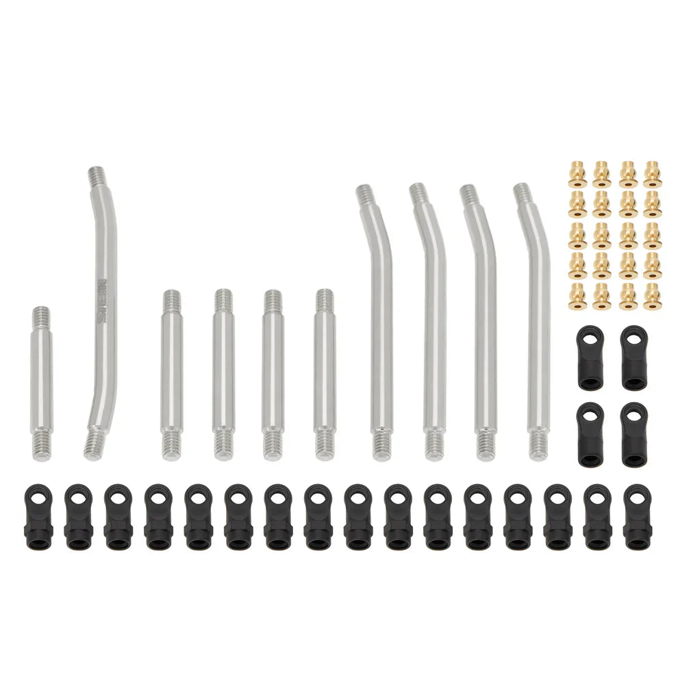 MEUS Racing 10pcs Metal High Clearance Chassis & Steering Links Set for 1/24 AX24 XC-1 RC Crawler Car