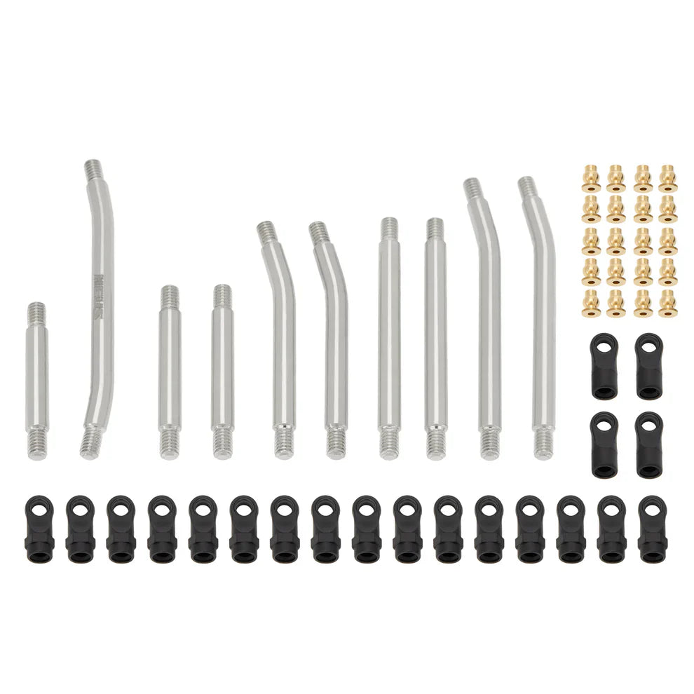 MEUS Racing Metal High Clearance Chassis & Steering Links for 1/24 SCX24 C10 Bronco Wrangler