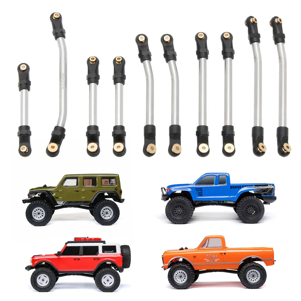 MEUS Racing Metal High Clearance Chassis & Steering Links for 1/24 SCX24 C10 Bronco Wrangler
